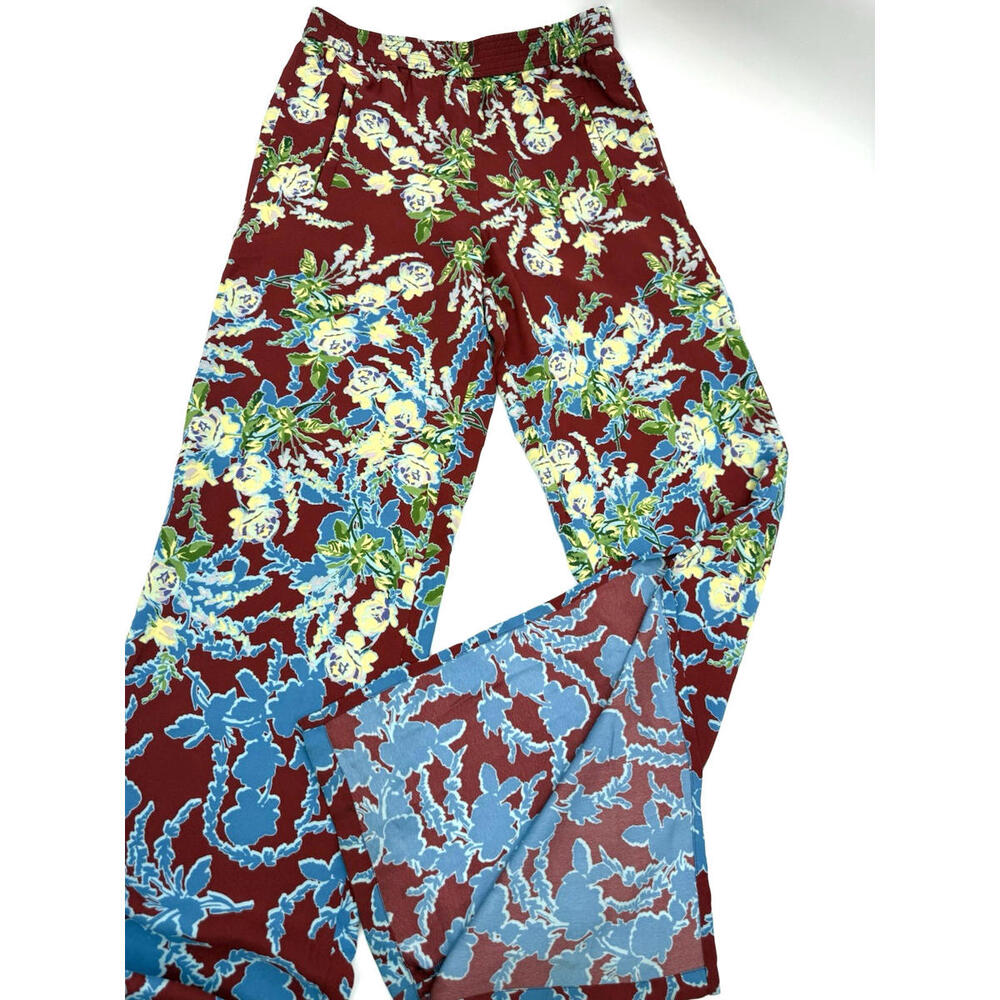 BCBG MAXAZRIA SIZE XXS William Elastic Waist Floral Print Wide Leg Pant $228
